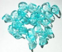 25 9mm Transparent Light Turquoise Three Petal Flower Drop Beads